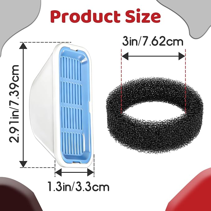 24+24 Pcs Filters & Sponges Compatible with PEKTACO 3.2L/2.5L Pet Fountain | Fine Purification Cleans Water, Freshens Odors