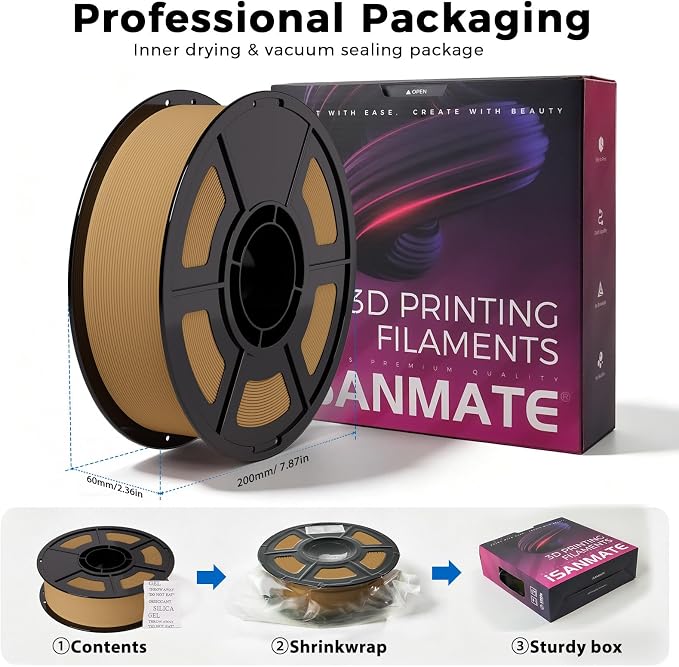 iSANMATE Matte PLA Filament 1.75mm Latte Brown PLA 30-300mm/s 3D Printer Filament 1kg (2.2lbs) for Bambu Lab 3D Printers,AMS,AMSLite