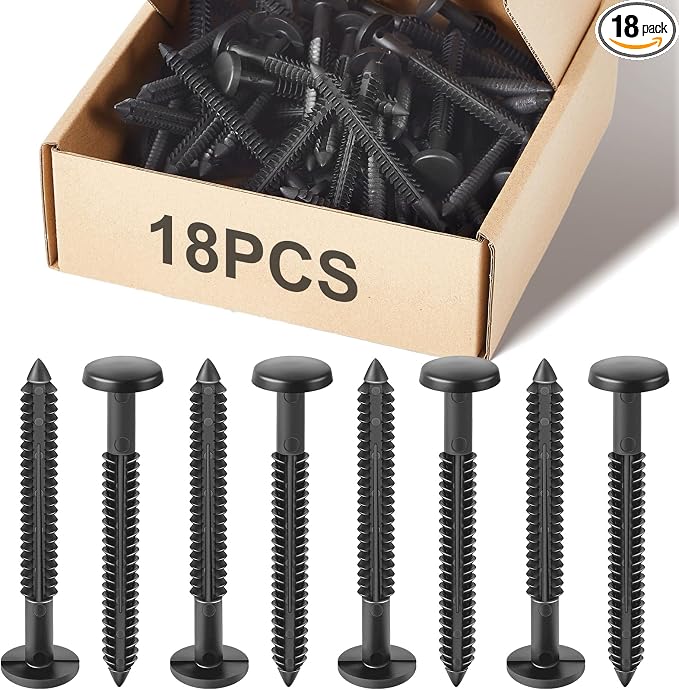 Blulu 18 Pcs 3 Inch Vinyl Shutter Fastener Window Panel Peg Lok Pin Pegs Screws Shutter Spikes Anchor (Tuxedo Gray)