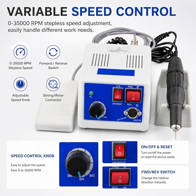 Marathon-III Micromotor Lab Jewelry Carving Sander Hand Kit | Suitable for micro carving, nail art, jewelry, and dentistry