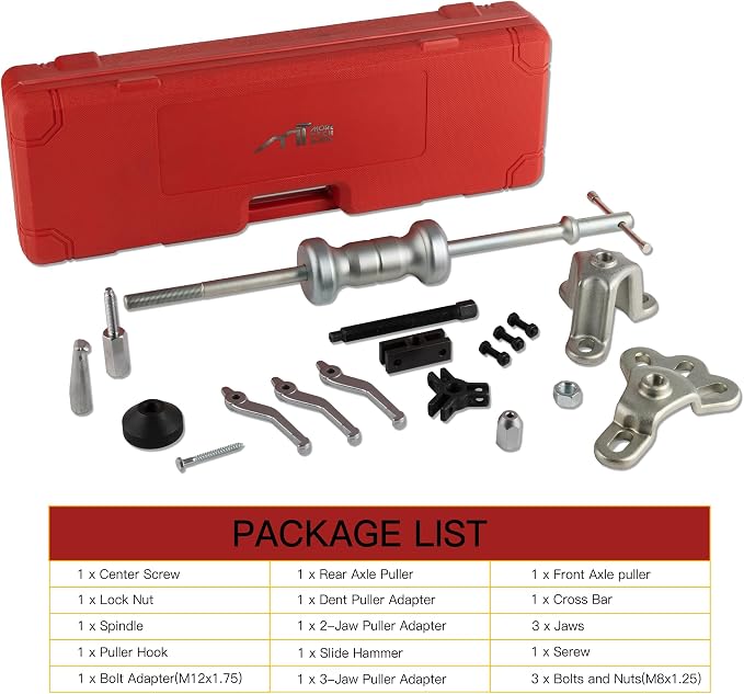 9 Way Slide Hammer Puller Set, 5.1lb Heavy Duty, Front Wheel Hub Bearing Remover & Rear Wheel Axle Hub Dent Shaft Puller Tool Kit