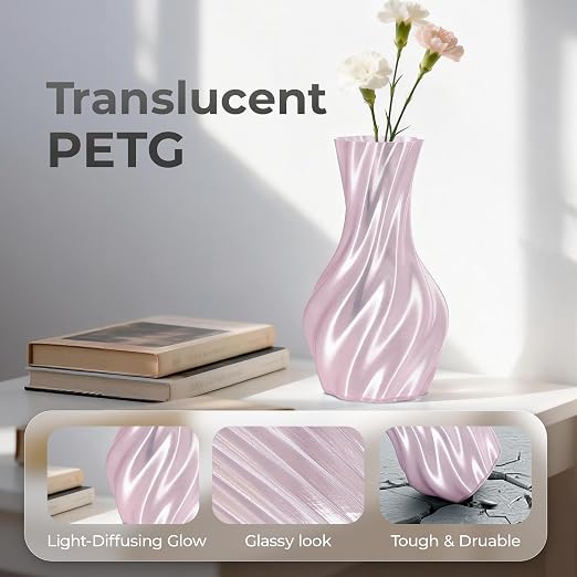 Official Creality PETG 3D Printer Filament 1.75mm 1KG (2.2lbs), High Precision, Strong Toughness, Odorless, Better Flow, Moistureproof 3D Printing CR PETG Filament, Translucent Light Pink