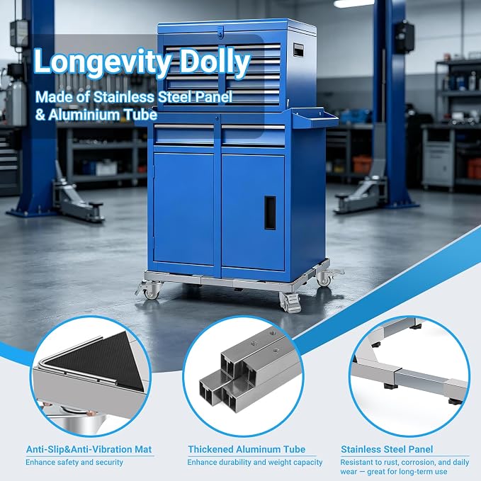 Nefish Upgraded Stainless Steel Appliance Dolly with Wheels 21-28 Inch Washing Machine Roller Heavy Duty 1000 Lbs Furniture Cart with Wheel Flat Dollies for Washer and Dyer, Fridge, Cabinet, Boxes