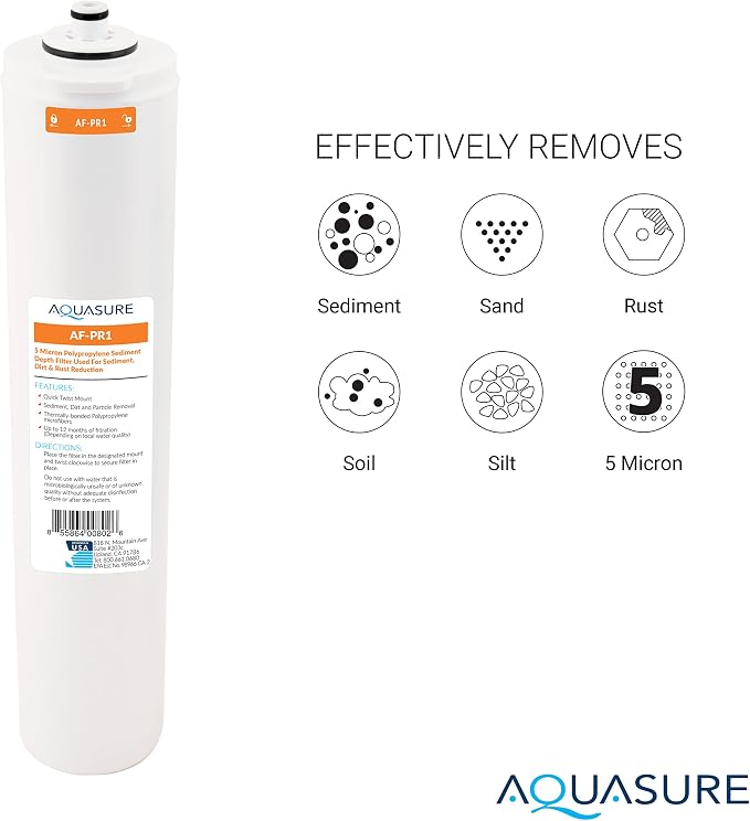 Aquasure Premier Series Complete 4-Stage with Alkaline Remineralizing Quick Twist Filter Replacement Cartridge Bundle Set AF-CP75ALK | Compatible with AS-PR75 Reverse Osmosis Water Filtration System