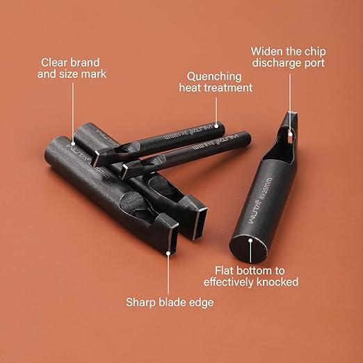 WUTA Rectangle Leather Hole Punch, High Carbon Steel Punching Tool, Hollow Punch Cutter for Leather Belt & DIY Crafting (2 * 8mm, 1PC)