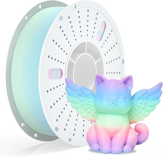 PINBALL Matte Rainbow PLA 3D Printer Filament 1.75mm, Multicolor Changing 3D Printing Filament, PLA Filament Dimensional Accuracy +/- 0.02mm, 1 KG Matte Rainbow