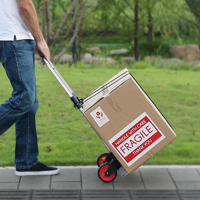 VEVOR Folding Hand Truck, 80 kg Load Capacity, Aluminum Portable Cart, Convertible Hand Truck and Dolly with Telescoping Handle and Rubber Wheels, Ultra Lightweight Super Strong for Moving Warehouse