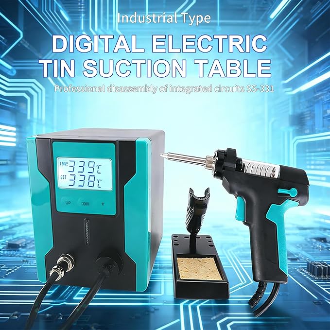 OUKENS Soldering Iron Desoldering Station Kit, Electric Solder Suction Gun with LCD, Desoldering Tool for Electronics Repair, Sleep Mode 7-Hole Design, Includes 3 Nozzles 3 Needles 4 Filter Cotton