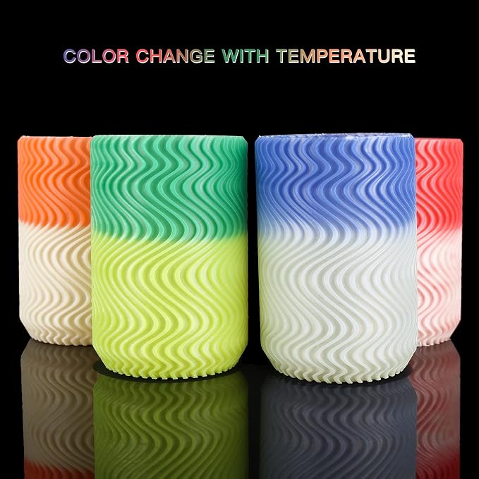 AMOLEN 3D Printer Filament Bundle, Temp Change PLA Filament 1.75mm Bundle,Color Change with Temperature Filament Sets, 3D Printing Filament +/- 0.02mm, Green/Blue/Red/Orange, 200g X 4