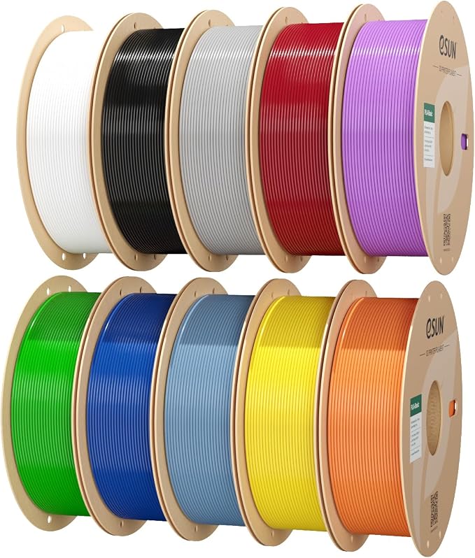 eSUN PLA Basic Filament 1.75mm 1KG*10 Bundle Set, 3D Printer PLA Filament Cardboard Spool, Fits for Most FDM 3D Printers, Basic 10 Colors