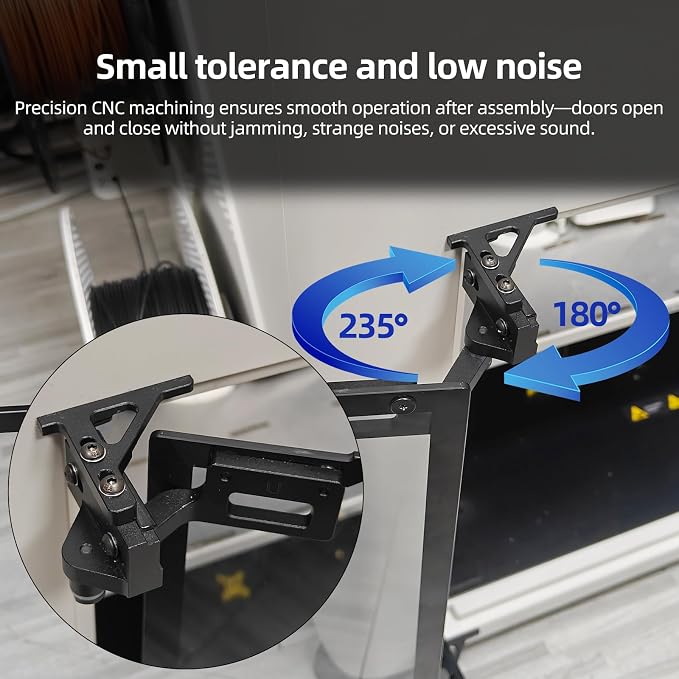 FYSETC Upgraded Metal Parts for Snapmaker-U1 Door: CNC Door Hinge 180/270° Adjustable Easy to Swivel Compatible with Snapmaker U1 3D Printer Not for J1 J1S