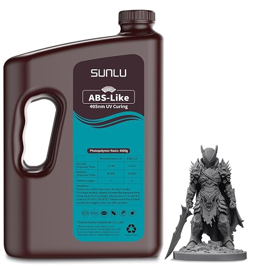 SUNLU Upgraded 4KG ABS Like Resin with Enhanced Strength and Toughness, High Compatibility 3D Printer Resin, 4000G Dark Grey