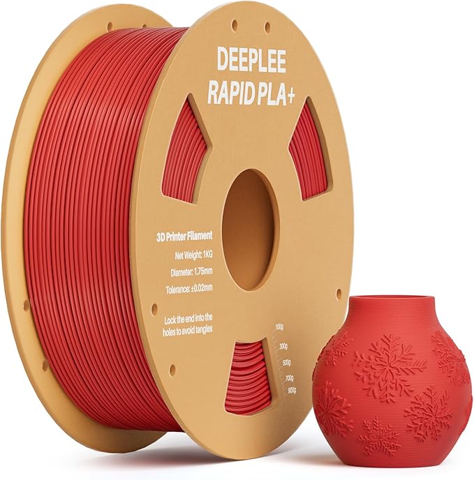 Rapid PLA Plus Filament 1.75mm, High Speed 3D Printer Filament Up to 600mm/s, PLA+ Filament Dimensional Accuracy +/- 0.02 mm Fits Most FDM 3D Printer, Cardboard Spool Red 1kg