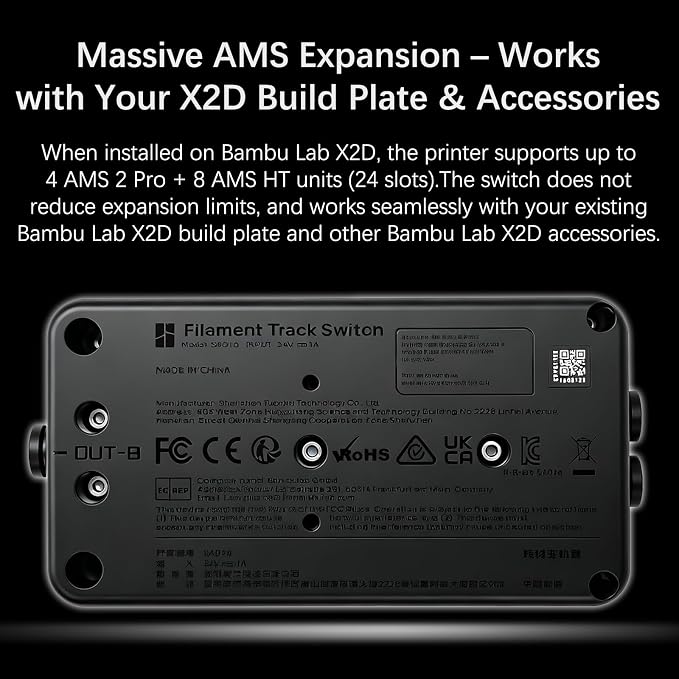 Original Filament Track Switch for Bambu lab H2C X2D, Bambu AMS 2 Pro/HT Eliminate Manual Filamen Re-Grouping,Smart Multi-Color Routing, Automatic Filament Switcher for Bambu Lab Dual Nozzle Printers