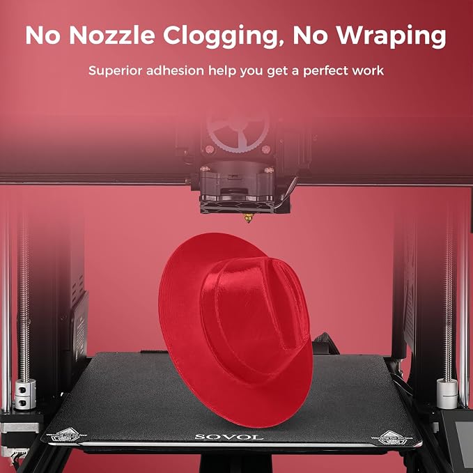 Sovol 3D Printer PETG Filament 1.75mm 1KG (2.2lbs), High Precision, Strong Toughness, Wiring Tightness, Dimensional Accuracy +/- 0.03 mm, 3D Printing PETG Filaments, Red