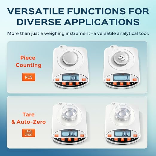 Bonvoisin Analytical Balance 200 gram x 0.001g High Precision Lab Scale Accurate Scientific Laboratory Electronic Scale 1 Milligram Digital Jewelry Weighing Scale with Windshield (200g, 0.001g)