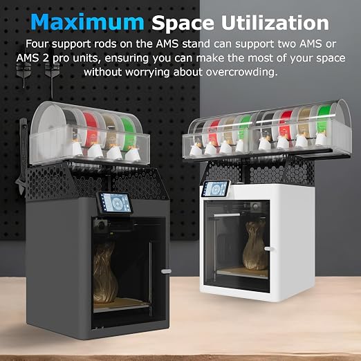 AMS Storage Holder, Can Accommodate 2 AMS/AMS 2 pro, Expandable Honeycomb Design, Space Saving, Compatible with Bambu Lab P1P/P1S/X1C/X1E 3D Printers (Black)