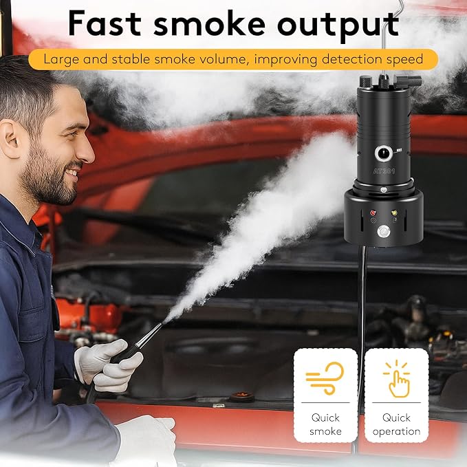 Professional Automotive Smoke Machine Kit - EVAP Fuel Leak Detector & Vacuum/Smoke Leak Tester for 12V Car, Truck, Engine Diagnostics with Adapters, Hoses & Case