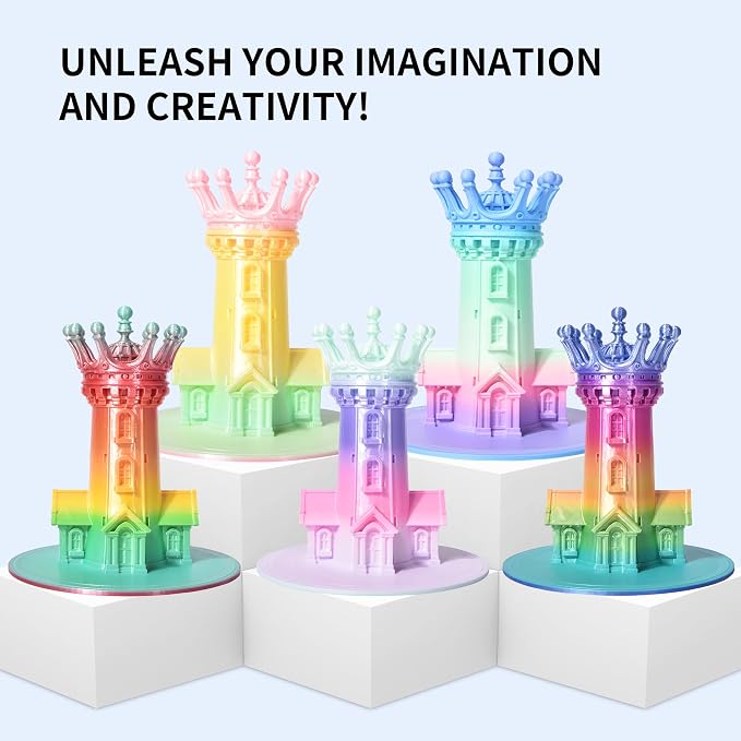 RAMBERY Silk Rainbow 3D Printer Filament 1.75mm Multi-Color PLA Filament Fast Color Change Candy Color 3D Printing Filament, 1kg Spool