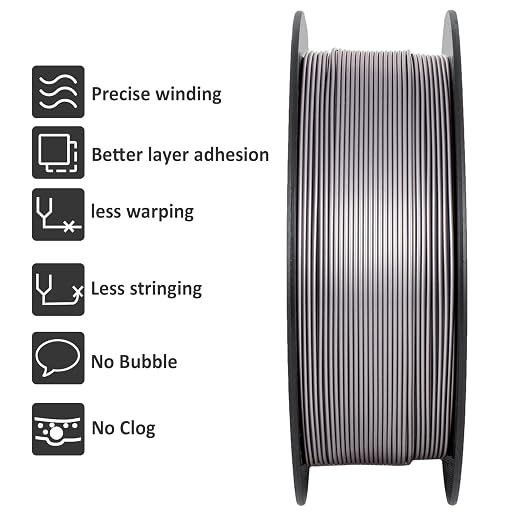 Geeetech Silver Filament, PLA Filament 1.75mm 1kg Spool (2.2lbs), Dimensional Accuracy +/- 0.02 mm, 3D Printing Filament Fit Most FDM Printer, New Silver