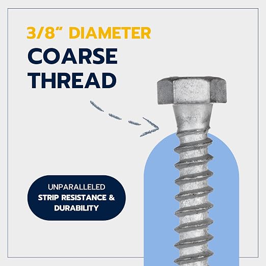 3/8 x 2 (50 Pack) Lag Screw Kit, 50 Screws and 50 washers, Hot Dip Galvanized, Meets ASME B18.2.1 Industrial/Commercial Grade by Makers Bolt
