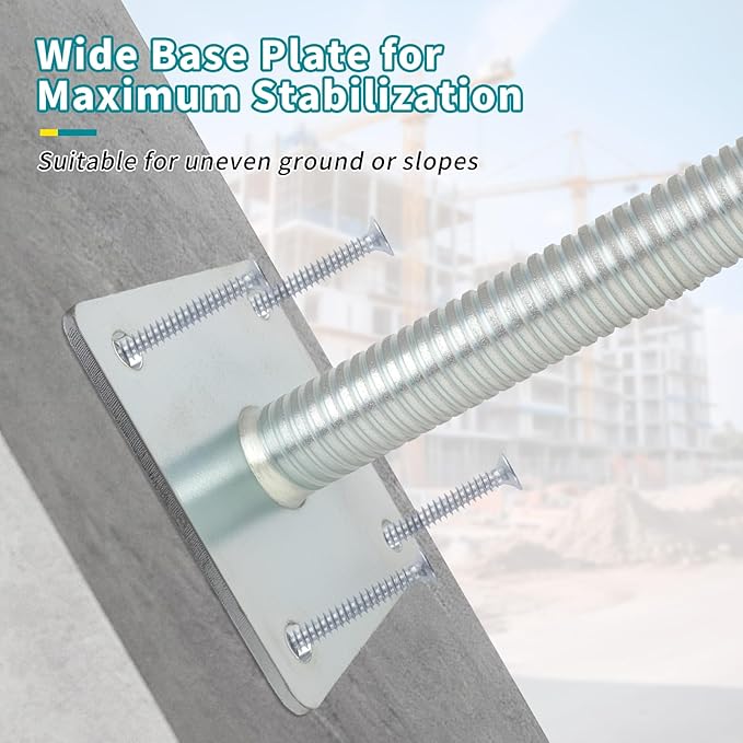 12" Adjustable Scaffolding Leaveling Jack, Galvanized Steel Hollow Screw Jack with Base Plate, 4 Pack