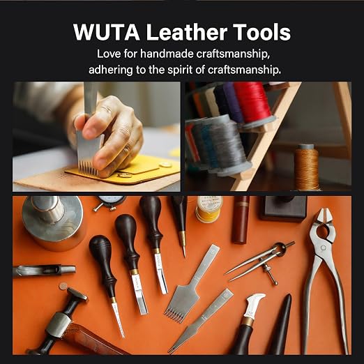 WUTA 6 Pcs Rectangle Leather Hole Punch Set, High Carbon Steel Punch Tool, Hollow Punch Cutter Kits for Belt & Leather Crafting（2 * 4mm + 2 * 6mm + 2 * 8mm + 3 * 10mm + 4 * 12mm + 4 * 14mm）