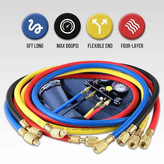 Lichamp HVAC Gauges with Hoses, AC Manifold Gauge Set R134A R410A R404A R22 Refrigerant Gauges and 1/4 HP 3.5 CFM Vacuum Pump, HVAC Single Stage Vacuum Pump for R134a R410a R22 R12