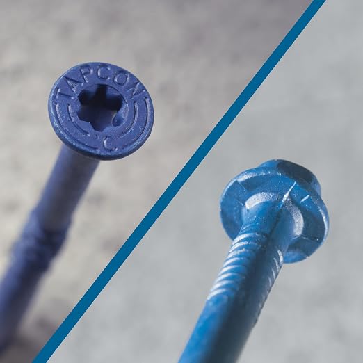 Tapcon 1/4 x 4 Inch Blue Climaseal® Star Head Concrete Anchors, 50 PCS, Corrosion Resistant Coating, Heavy-Duty Concrete and Masonry Screws, Superior Holding Strength, Drill & T-30 Bit Included