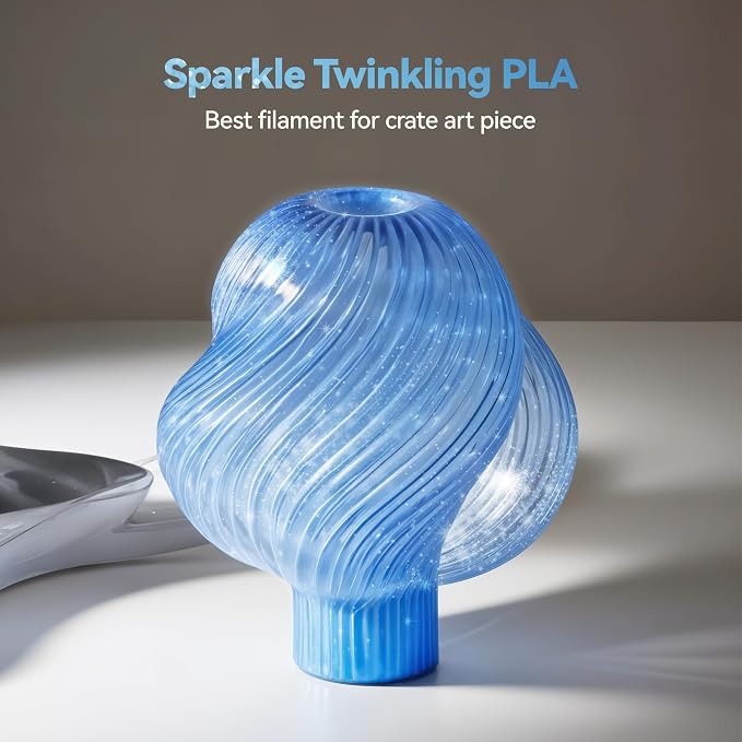 SUNLU Shiny Sparkle PLA Filament 1.75mm, Galaxy Glitter 3D Printing Filament, Dimensional Accuracy +/- 0.02mm, 1kg Spool, Works with Most FDM Printers, Twinkling Black