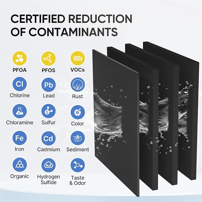 PUREPLUS 1 Micron 10" x 4.5" Whole House PFAS Removal Replacement Water Filter, Coconut Shell Activated Carbon Filter, Compatible with WFHDC8001, GXWH40L, GXWH35F, CB-BB-10, CTO10BB, 1 PACK