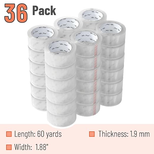 Mr. Pen- Packing Tape, 36 Pack, 2” Wide, 60 Yards, Clear | Heavy Duty Packing Tape Bulk for Shipping, Packaging, Moving and Storage