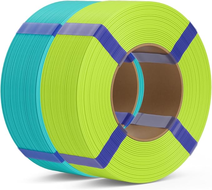 PLA Basic Refill Filament 1.75mm, No Spool 3D Printer Filament, Dimensional Accuracy +/- 0.02mm, Fits for Most FDM 3D Printers, 2KG Green/Turquoise