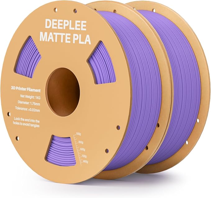 Matte PLA Filament 1.75mm, 3D Printer Filament Dimensional Accuracy +/- 0.02mm, No Clogging, Higher Toughness, Cardboard Spool 3D Filament, 2 Pack Lavender Purple