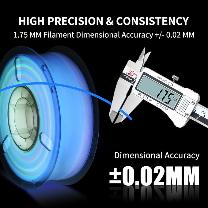 RAMBERY Glow in The Dark Rainbow 3D Printer Filament Luminous PLA Filament 1.75mm 3D Printing Filament Fit Most FDM Printers, 1kg(2.2lbs)/Spool