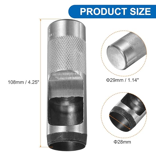 HARFINGTON Leather Round Hole Punch, 28mm Hollow Hole Puncher Cutter Carbon Steel Circle Hole Punching Cutting Tool for Belt/DIY Leather Craft