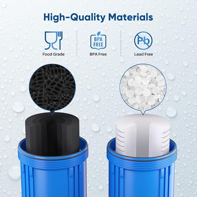 PUREPLUS 5 Micron 4.5"x10" Whole House Water Filter Combo Kit with Grooved Sediment and Activated Carbon Block Filter, Replacement for AP810, AP811, WFHDC8001, CB-BB-10, FXHTC, GXWH40L, 1PACK