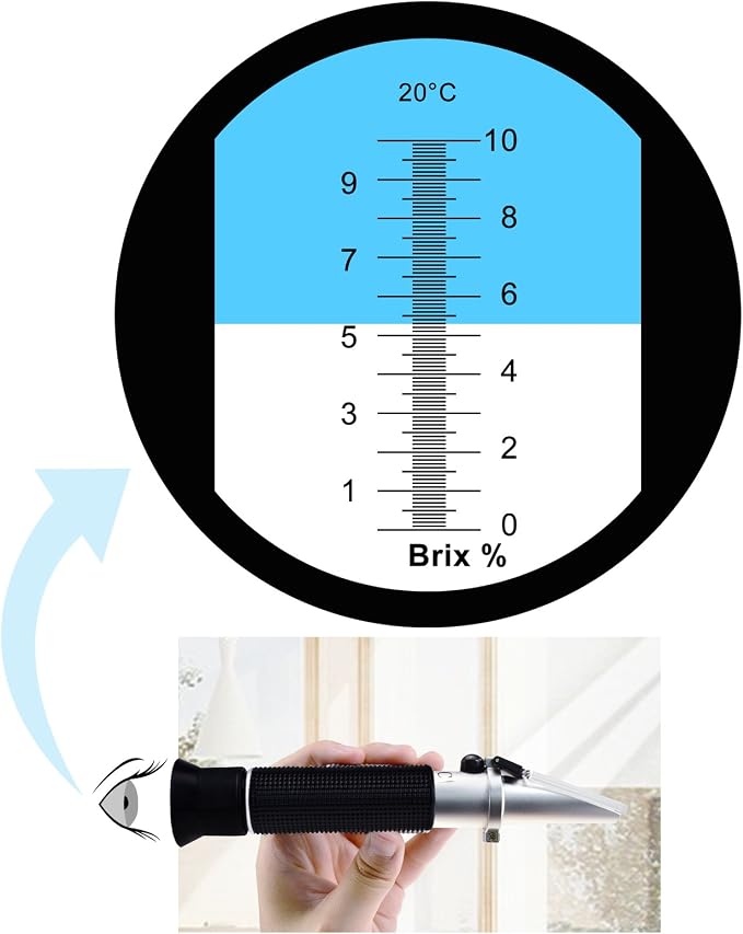 0-10% Brix Refractometer with ATC Low-Concentrated Sugar Content Solutions Accuracy 0.1% Maple Sap Cutting Liquid CNC Maple Syrup Makers Tea