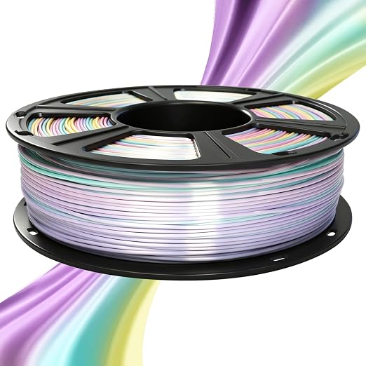 GEEETECH Silk Rainbow PLA Filament 1.75mm, 3D Printer Filament 1kg Spool (2.2lbs), Shiny Multicolor Gradient PLA, +/- 0.02 mm Accuracy, Low Warping, 3D Printing Filament Fits Most FDM 3D Printers