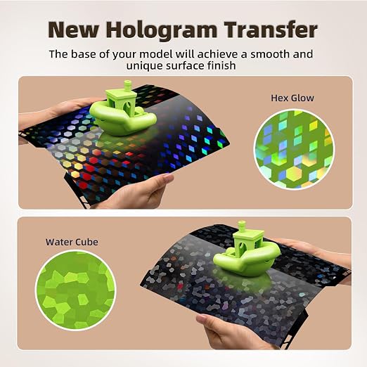 IdeaFormer-3D H2D H2S Holographic Build Plate for Bambu Lab 355x346mm, Smooth Rainbow PEG Bed Plate Flexible Spring Steel Sheet for Bambu Lab H2D H2S Combo 3D Printer Platform