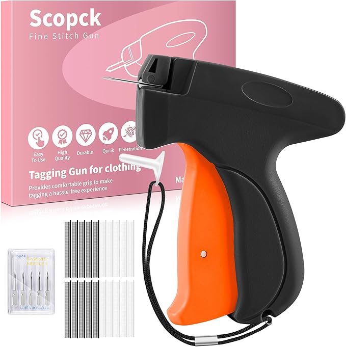 Stitch Gun for Clothes - Handheld Stitch Gun Quick Clothing Fixer - Tagging Gun - Includes 6 Needle, 1000 Black Fasteners & 1000 White Fasteners