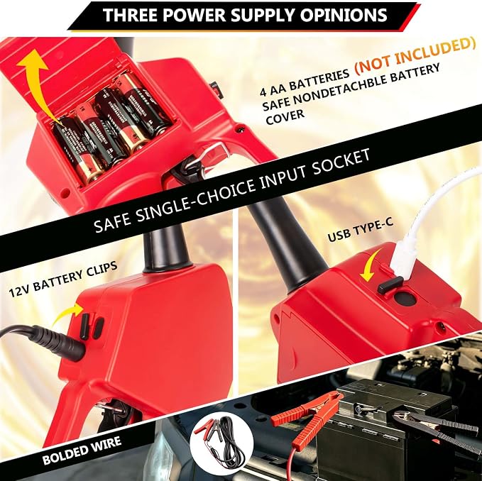Portable Fuel Transfer Pump with Auto-Stop & Hand Nozzle, 80'' Pumping lift,fit different gas barrel sizes and depths, no adapters needed,3.8GMP, mulitiple power supply,for Gasoline, Diesel, Kerosene