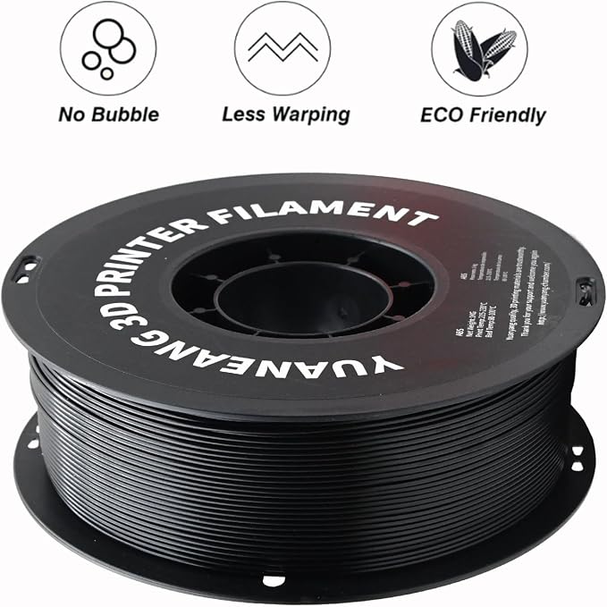ABS 3D Printer Filament 1.75mm Black, 1kg Spool, Strong & Durable ABS Material, High Heat Resistance, Low Warping, ±0.03mm Precision, Ideal for Functional Parts, Enclosures