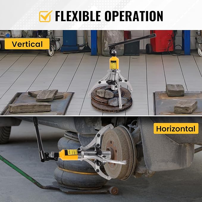 Hydraulic Gear Puller 10 Ton 2 or 3 Jaws Hub Puller 9.84" Spread Hydraulic Puller Set Wheel Bearing Pulling Separator Hydraulic Puller Tool Kit with Case for CV Shaft Axle Rotors