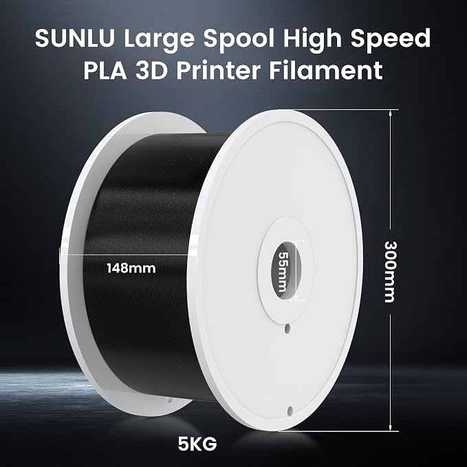 SUNLU High Speed PLA Filament 1.75mm, 5kg（11lbs） Large Spool PLA Filament for Big Project, High Flow Speedy 3D Printer PLA Filament, Fast Printing, Dimensional Accuracy +/- 0.02mm, 5KG-1 Pack, White