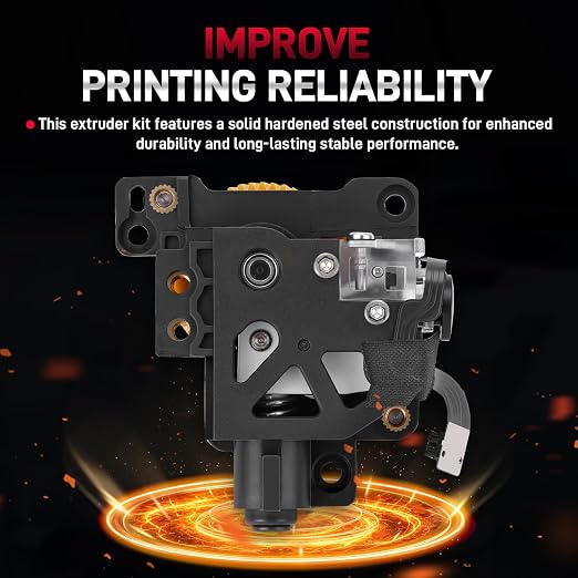 Stainless Steel Extruder Dual Gears Unit Compatible with Bambu Lab P1P P1S 3D Printers, Dual Gear Design, Supports Filament Runout Detection