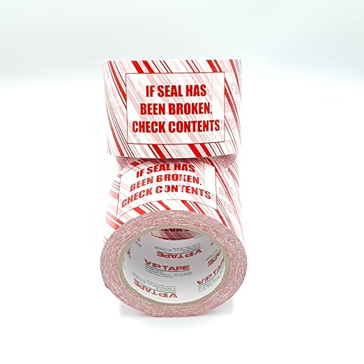 3 Inch x 110 Yards Pre-Printed Packing Tape,IF Seal HAS Been Broken,Check Contents, 2.2 Mil Thick, Red/White, for Packaging, Shipping, Moving. (24 Rolls / 3 Inch x 110 Yards)