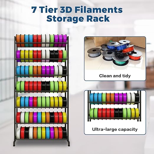 3D Printer Filament Rack, Heavy Duty Storage Shelves for 3d Printing Filaments, 7 Tier Large Capacity Filament Storage for 3D Printing Business