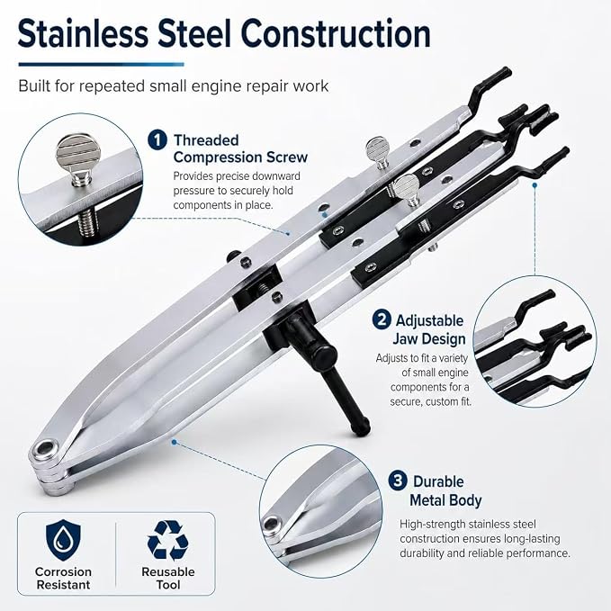 19063 Valve Spring Compressor Tool Compatible with Briggs & Stratton Small Engines, Replacement for Stens 750-174, Stainless Steel Valve Spring Installer Remover Tool