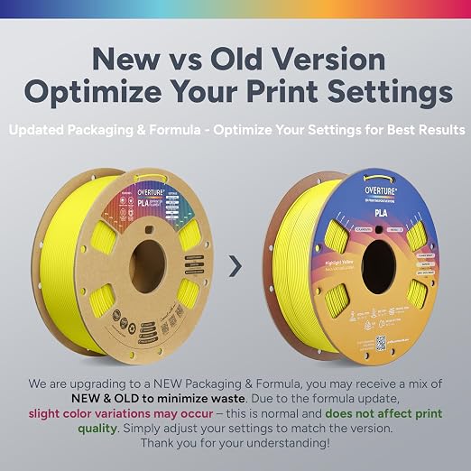 OVERTURE High Speed PLA Filament 1.75mm, Neatly Wound 3D Printer Filament 1kg Spool (2.2lbs) Rapid PLA, Dimensional Accuracy +/- 0.02 mm, Fit Most FDM 3D Printers (Highlight Yellow)
